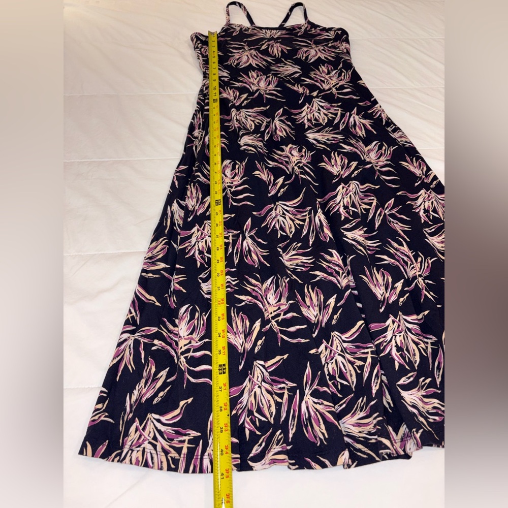 Pact Fit & Flare Shorty Midi Organic Cotton Dress in Navy Cream Palm Leaf - XL - Picture 12 of 16